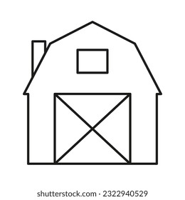 barn house minimalist line art icon.