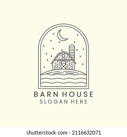 barn house night mode emblem minimalist line art design icon illustration template design