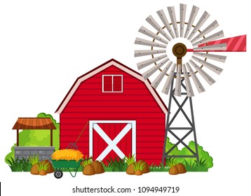 A Barn House on White Background illustration