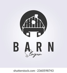 barn house rustic logo line art icon symbol template background vector illustration design