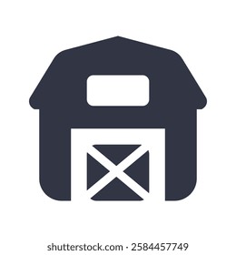 Barn Icon Black and White Vector Graphic