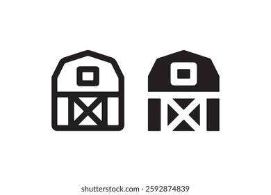 Barn icon in black and white Vector