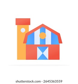 Ícone de celeiro, vetor plano colorido. Design moderno e minimalista.