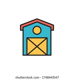 barn icon filled outline vector color design. isolated on white background