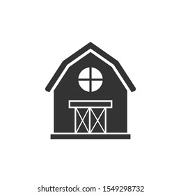 Barn icon in flat style. Farm house vector illustration on white isolated background. Agriculture storehouse business concept.