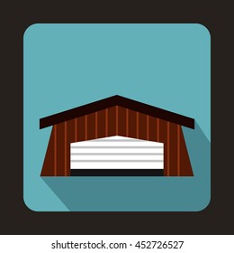 Barn icon in flat style with long shadow. Building symbol