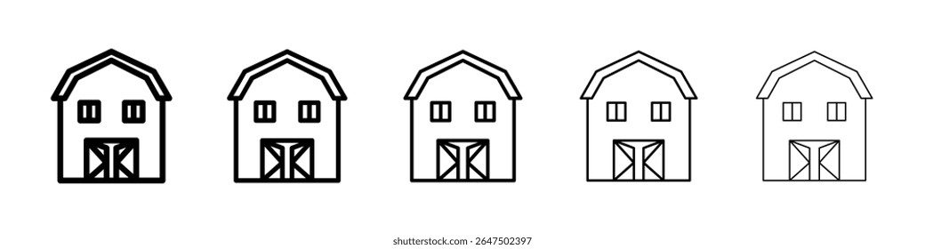 ícone de celeiro conjunto gráfico. estilo de linha de traçado moderno