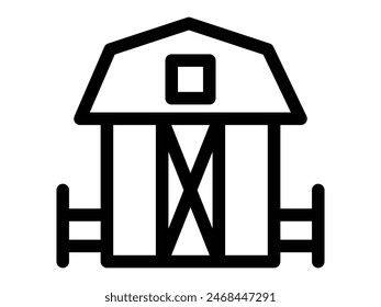 Barn icon isolated on white, farm home vector.