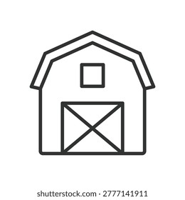 Barn icon in line design. barn, farm, agriculture, rural, countryside, farming, storage on white background vector. Barn editable stroke icon