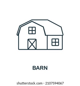 Icono de Barn. Elemento de línea de la colección agrícola. Signo de icono de Barn lineal para diseño web, infografía y más.