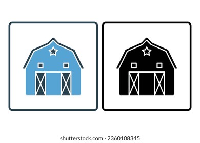 Barn Icon. Icon related to Farming And Farm. Suitable for web site design, app, user interfaces. Solid icon style. Simple vector design editable