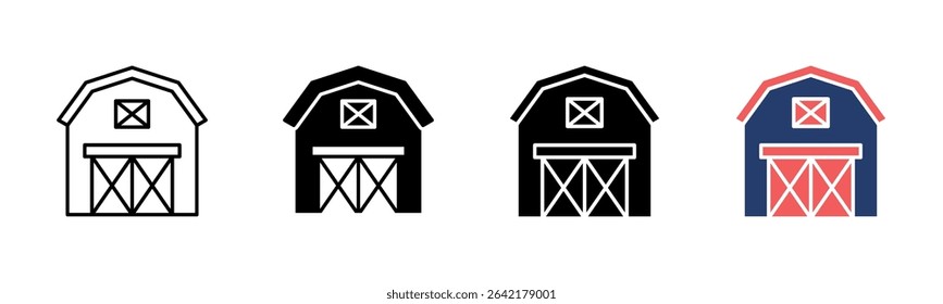Barn icon sheet multiple style collection
