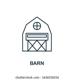 Barn icon. Thin line style element from farm icons collection. Outline Barn icon for computer and mobile.