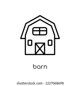 barn icon. Trendy modern flat linear vector barn icon on white background from thin line Agriculture, Farming and Gardening collection, outline vector illustration