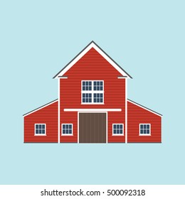Barn icon. Vector illustration of red farm house.