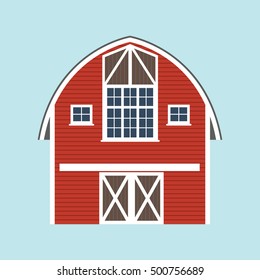 Barn icon. Vector illustration of red farm house.