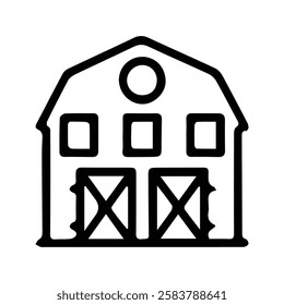 Barn icon. Vector Illustration of Wooden Barn, Barn House. Village Farmers and Livestock.