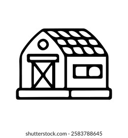 Barn icon. Vector Illustration of Wooden Barn, Barn House. Village Farmers and Livestock.