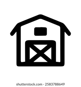 Barn icon. Vector Illustration of Wooden Barn, Barn House. Village Farmers and Livestock.