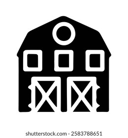 Barn icon. Vector Illustration of Wooden Barn, Barn House. Village Farmers and Livestock.