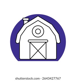 Ícone de celeiro com fundo branco vetor ilustração stock