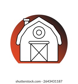 Ícone de celeiro com fundo branco vetor ilustração stock