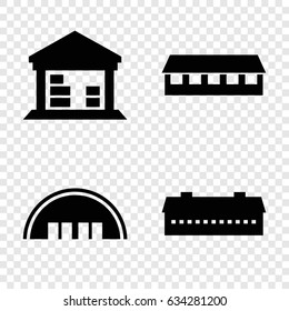 Barn icons set. set of 4 barn filled icons such as