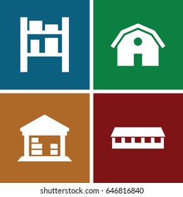 Barn icons set. set of 4 barn filled icons such as
