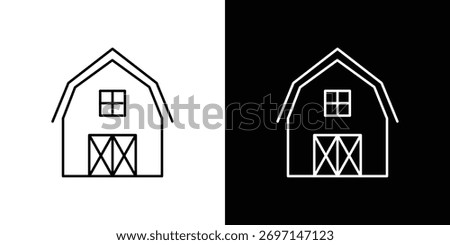 Barn icons. simple, stroke, black icons