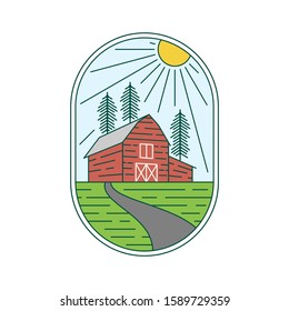 Barn Illustration Badge Logo Design Vector Template