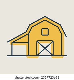 Icono aislado plano aislado de Barn. Signo de animal de granja. Símbolo gráfico para el diseño del sitio web, logotipo, aplicación, interfaz de usuario. Ilustración del vector