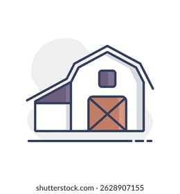 Ícone isolado plano celeiro. Símbolo do animal da fazenda. Símbolo gráfico para o design, logotipo, aplicativo, interface do usuário do seu site. Ilustração vetorial