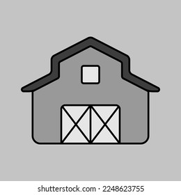 Barn isolated grayscale icon. Farm animal sign. Graph symbol for your web site design, logo, app, UI. Vector illustration