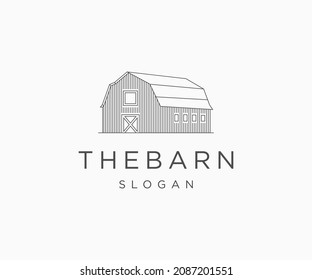 Barn line art logo icon design template vector
