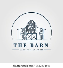 the barn line art logo, icon and symbol, with emblem vector illustration design