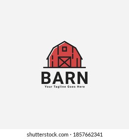 Barn Line Art Logo Vector Illustration Design