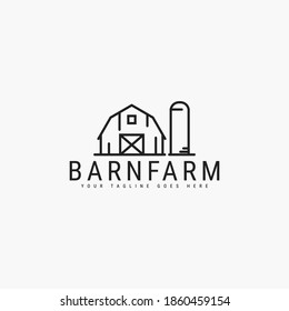 Barn line art minimalist logo vector illustration design