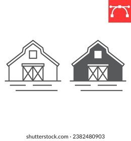 Icono de línea de grano y glifo, construcción y agricultura, icono de vector de granjas, gráficos vectoriales, símbolo de contorno de trazo editable, eps 10.