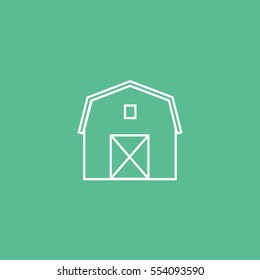 Barn Line Icon On Green Background
