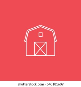 Barn Line Icon On Red Background