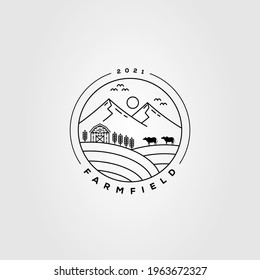 barn, livestock, farming logo. cattle, mountain, wheat logo template vector illustration design