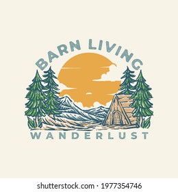  barn living vintage illustration badge design