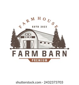 Barn logo agriculture building template farmer farm vintage design simple retro style illustration