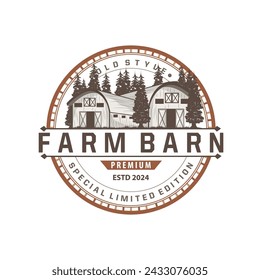 Barn logo agriculture building template farmer farm vintage design simple retro style illustration