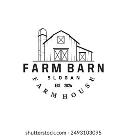 Barn logo agriculture building template farmer farm vintage design simple retro style illustration