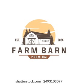 Barn logo agriculture building template farmer farm vintage design simple retro style illustration