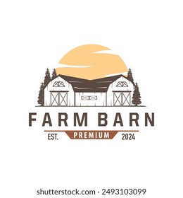 Barn logo agriculture building template farmer farm vintage design simple retro style illustration
