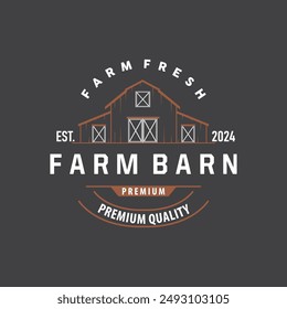 Barn logo agriculture building template farmer farm vintage design simple retro style illustration