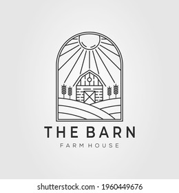 barn logo. farm house, farming, wheat field logo vector illustration design