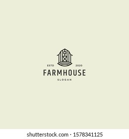 Barn logo hipster vintage retro vector line outline art icon